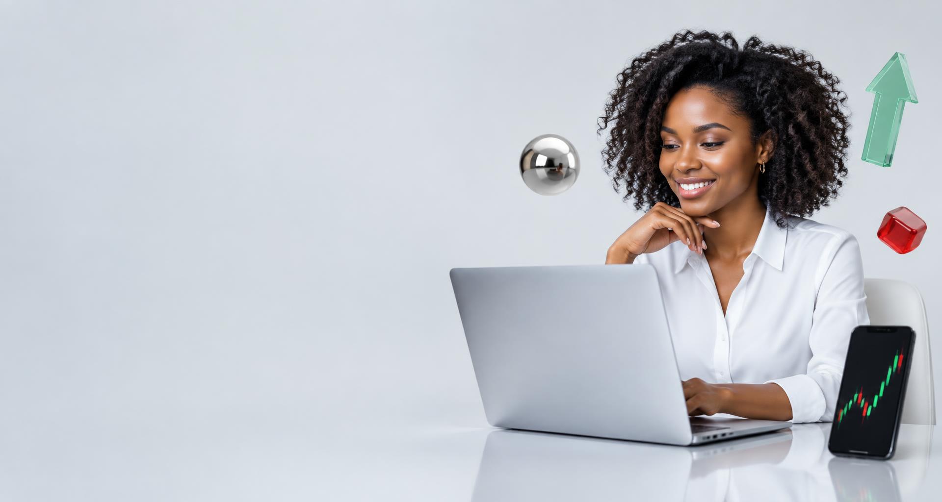 A trader exploring financial markets on her laptop